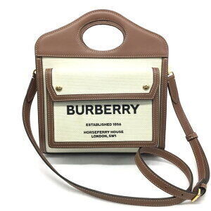 Burberry Pocket Bag Canvas Leather Brown